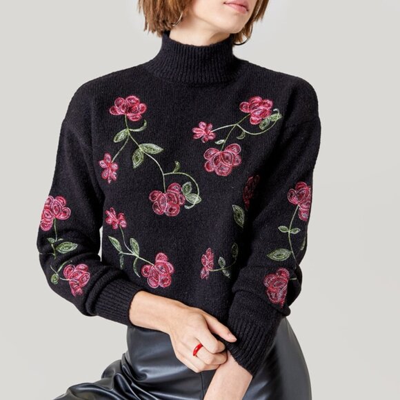 Lucia Floral Embroidered Pull Over Sweater - Picture 1 of 7